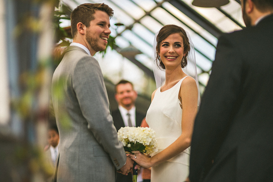 bride and groom smiling