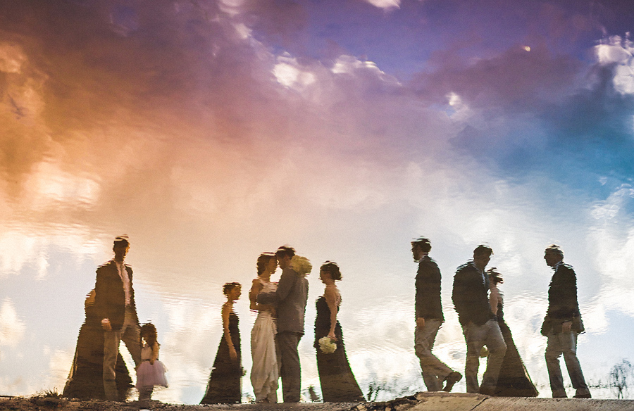 creative group photo of the bridal party