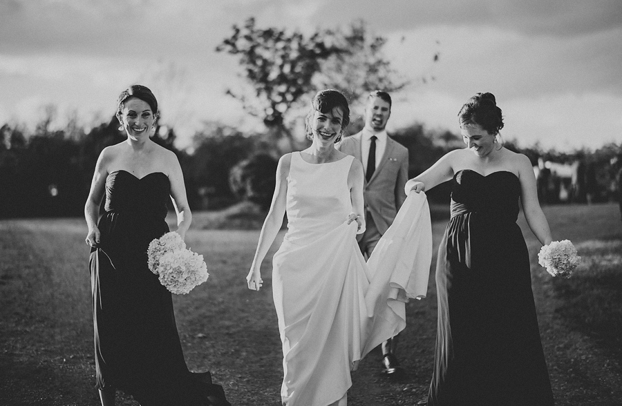 julie walking with her bridal party